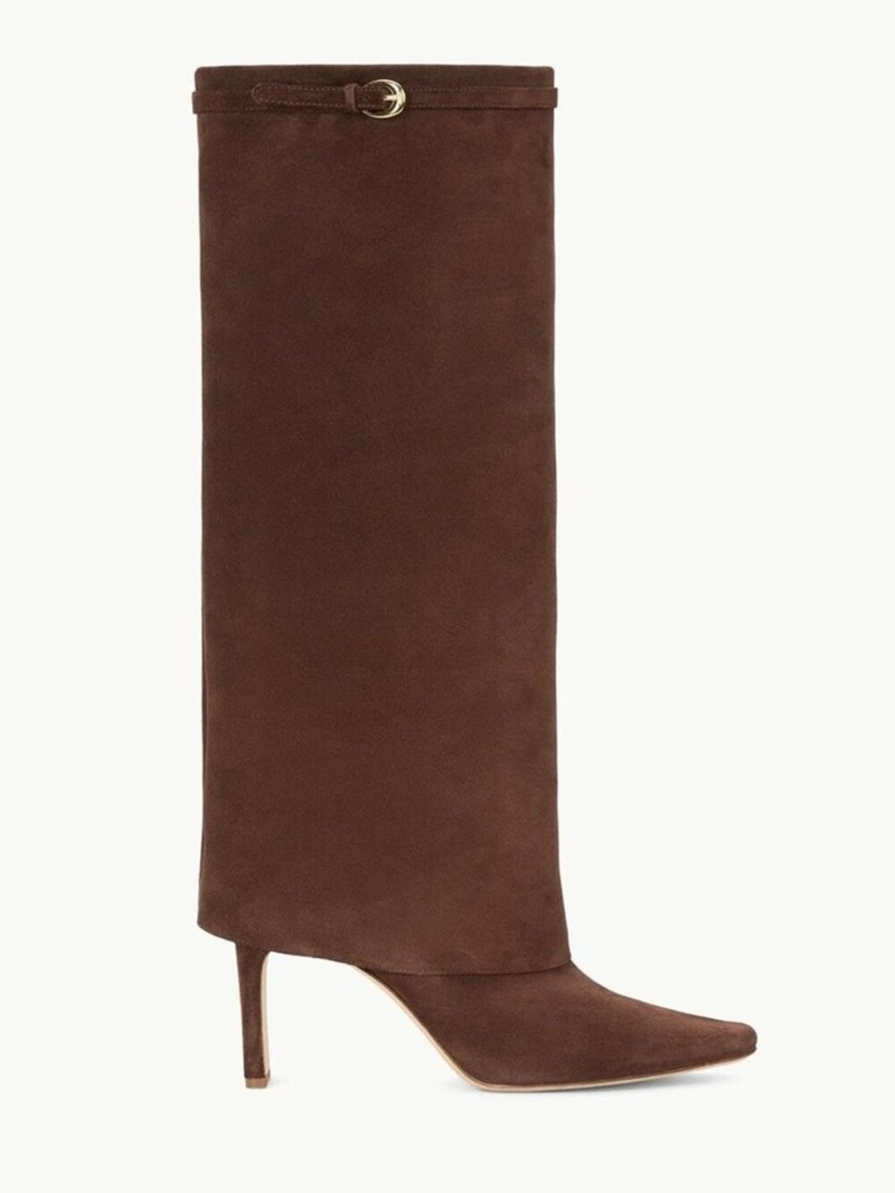 $750 STAUD WALLY FOLDOVER HIGH HEEL KNEE BOOT MAHOGANY SUEDE 39 (DD19)